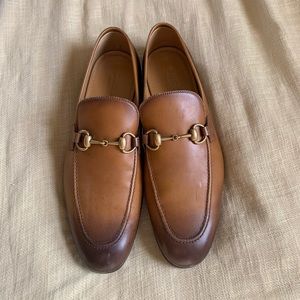 Tan Gucci horsebit loafers
